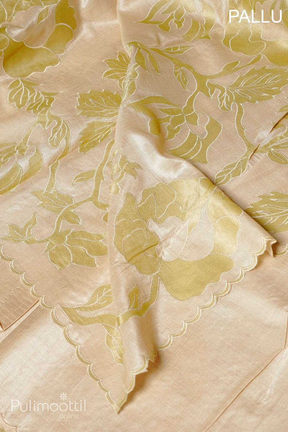 Ivory color appliqué work Tussar silk saree