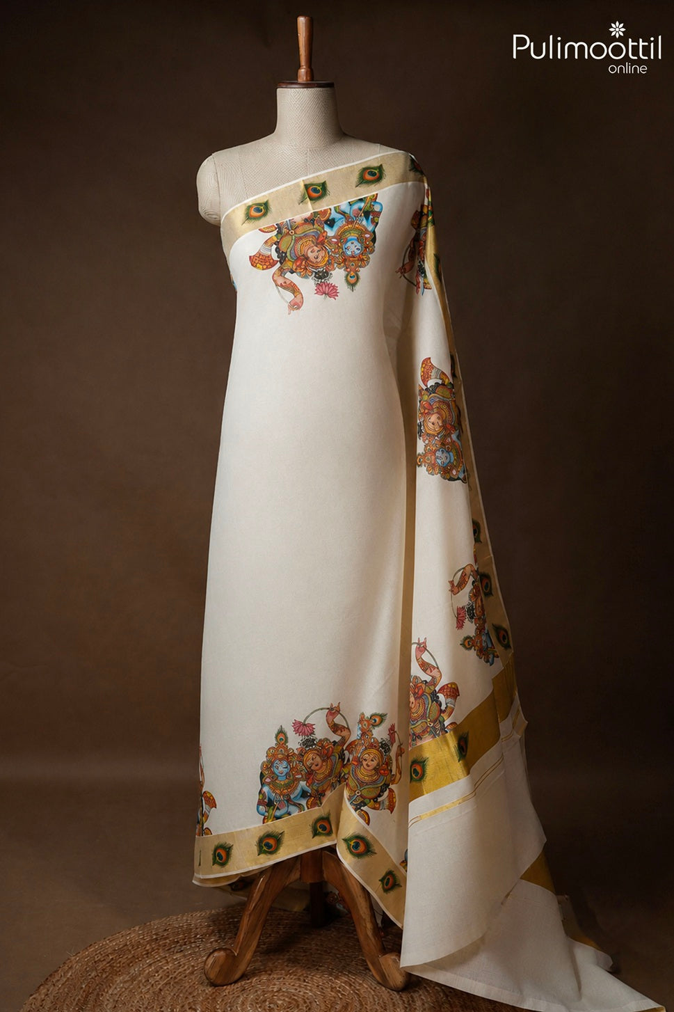 Off White Kerala Traditional Cotton Set Saree