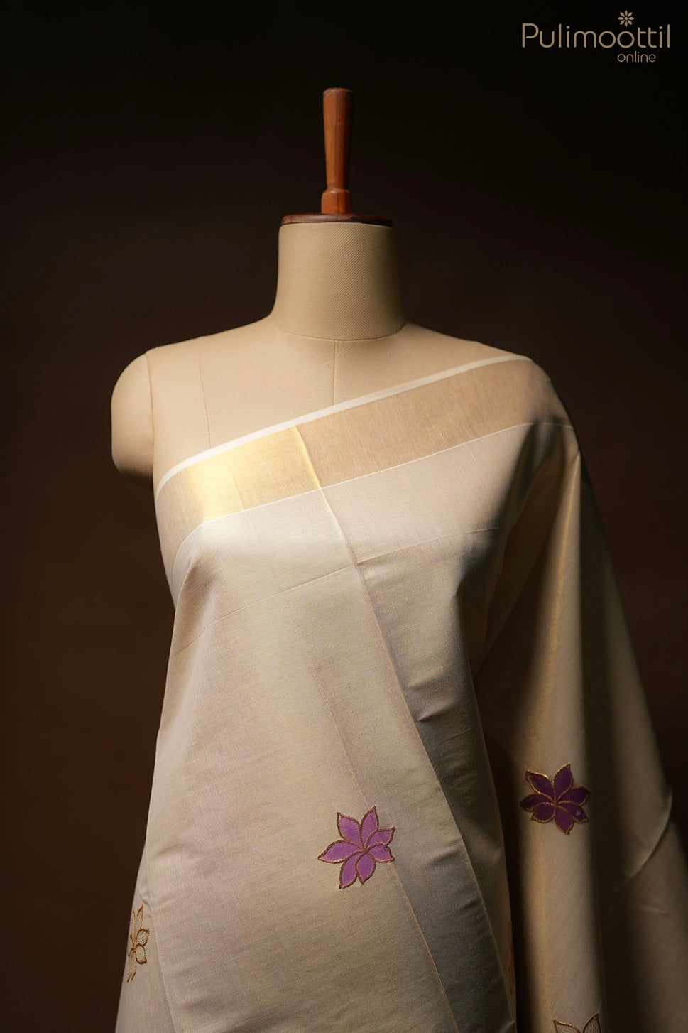 Kerala traditional golden tissue set saree