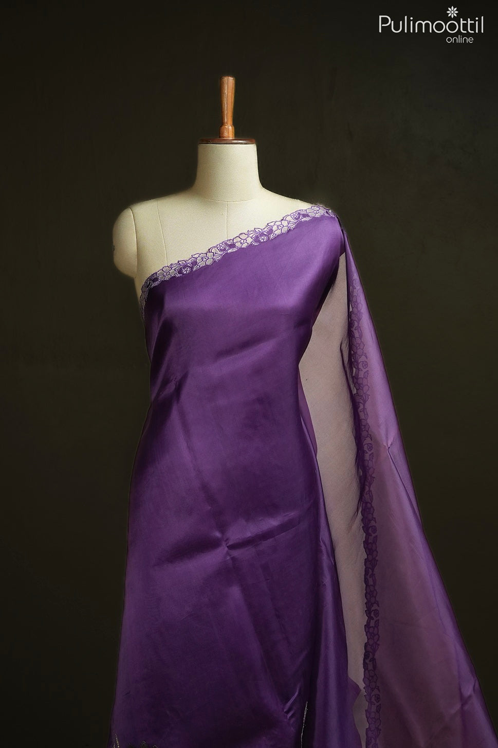 Dark violet color organza fancy saree