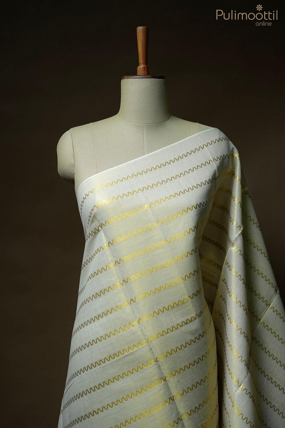 Kerala traditional golden tissue set saree