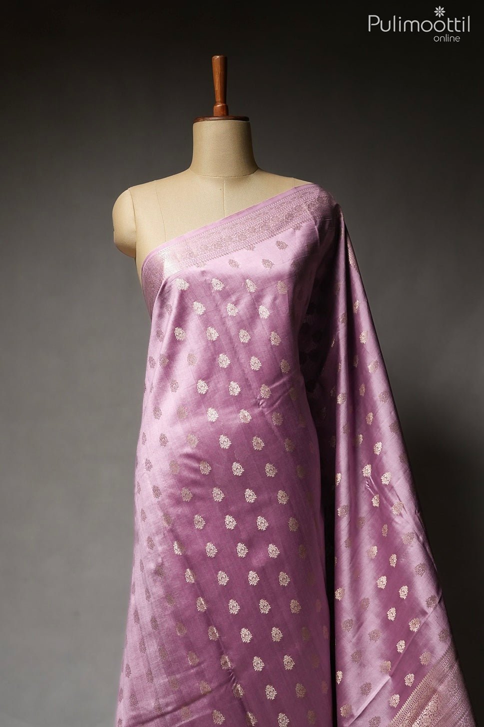 Lavender color Chiniya silk saree
