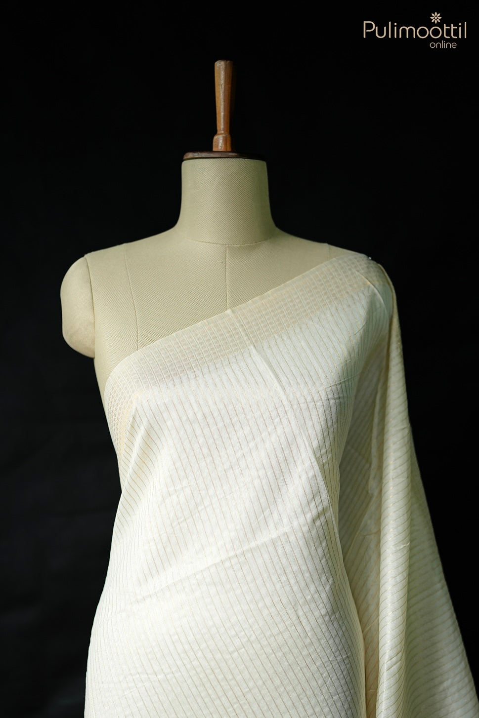 Off white color semi Chanderi traditional fancy saree