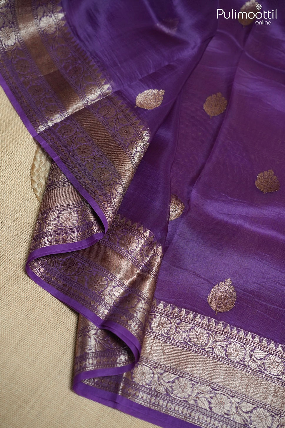Violet color organza fancy saree