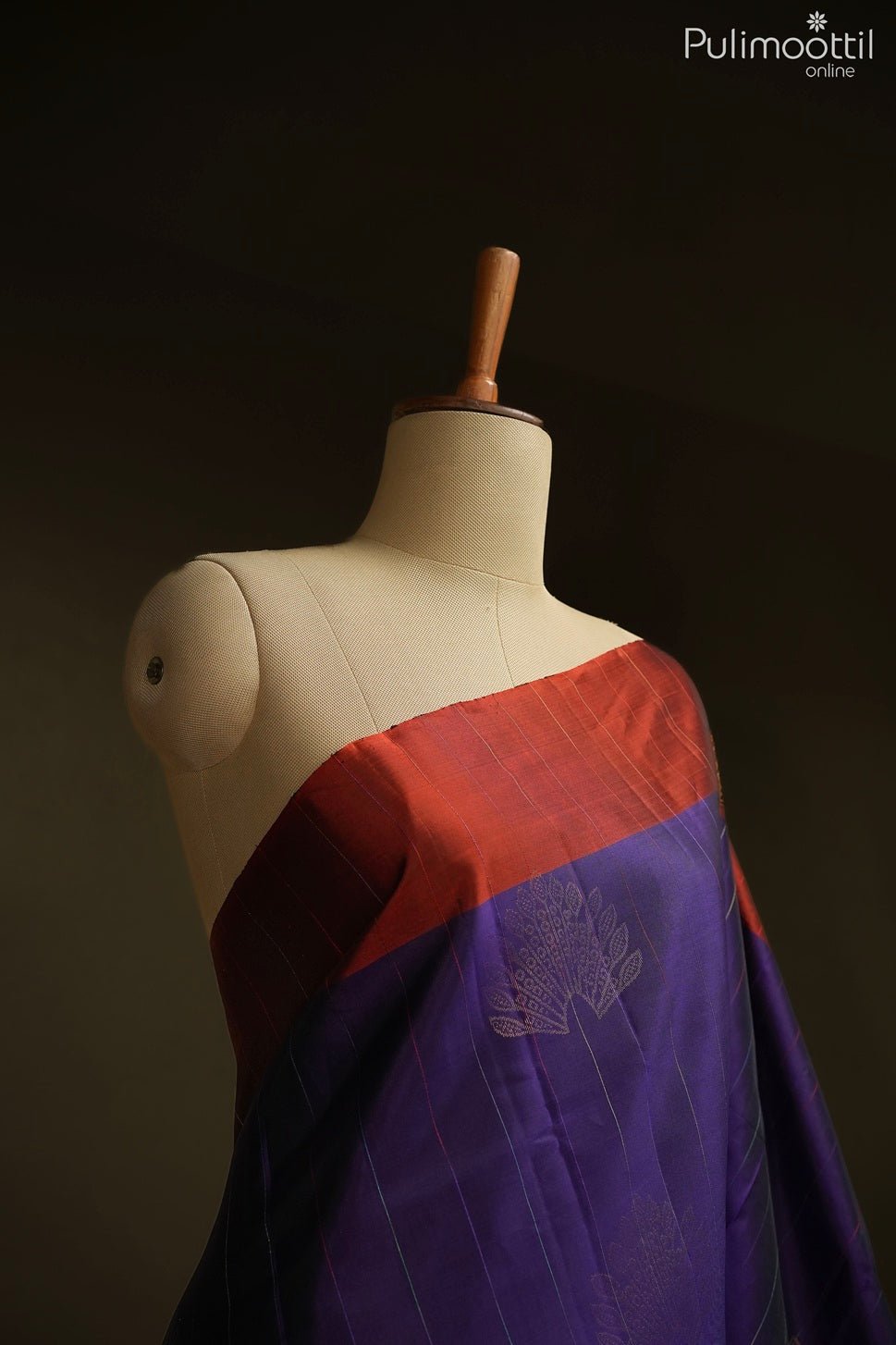 Dark violet color Kanchipuram designer saree