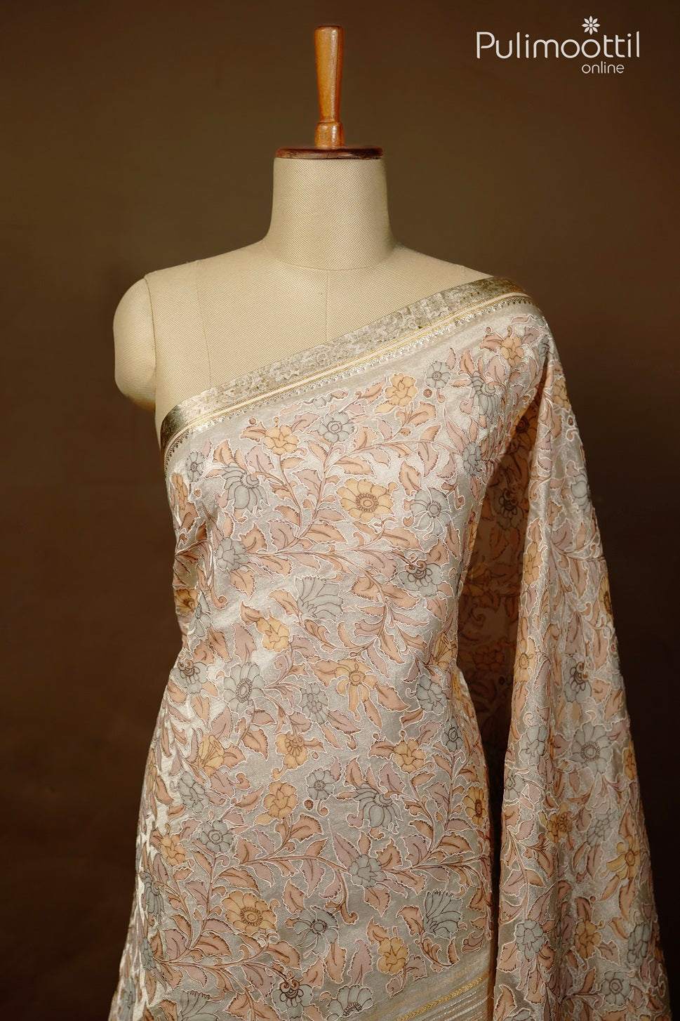 Butter pink color organza tissue fancy saree