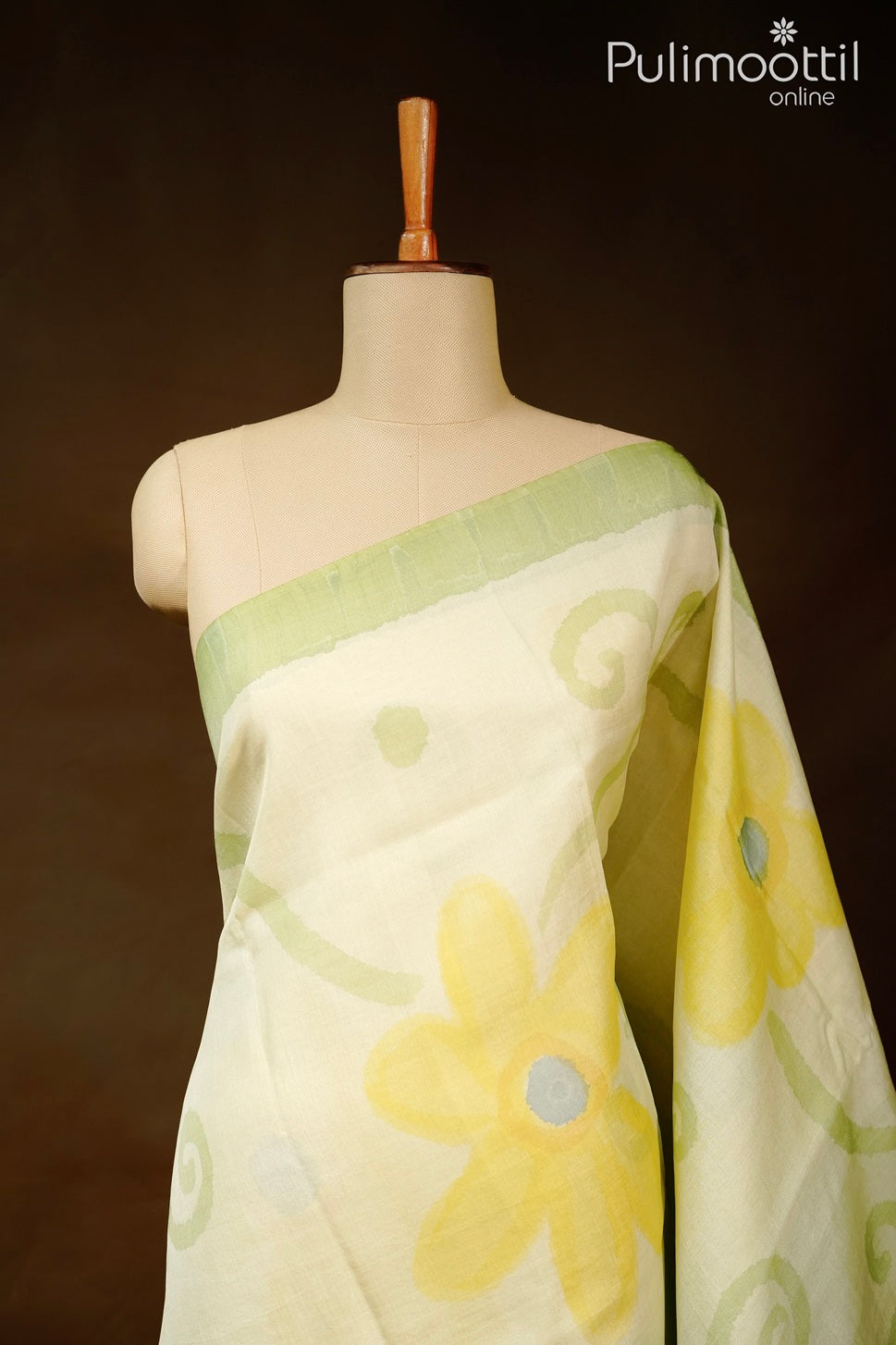 tea green color free hand painding tussar silk saree