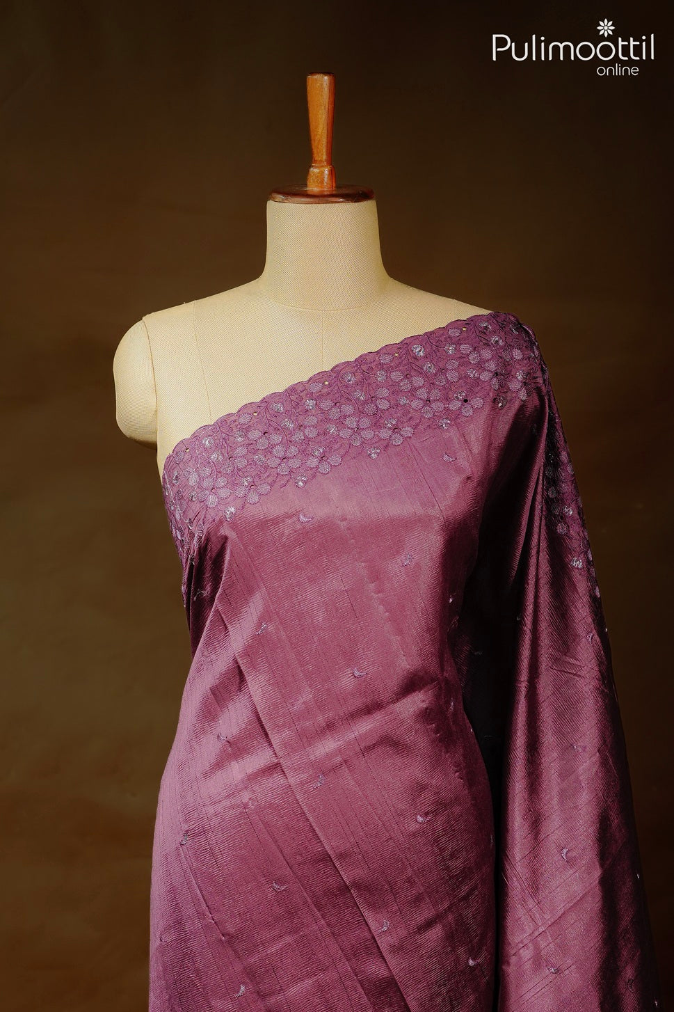 Light grape wine color cutwork fancy saree