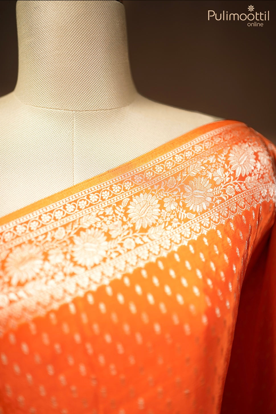 Orange color Banarasi saree