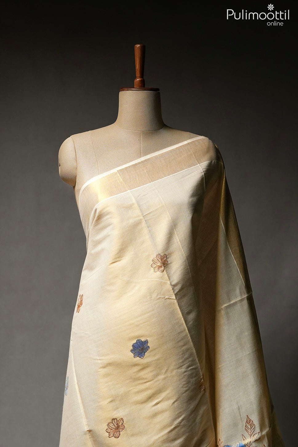 Kerala traditional golden tissue set saree
