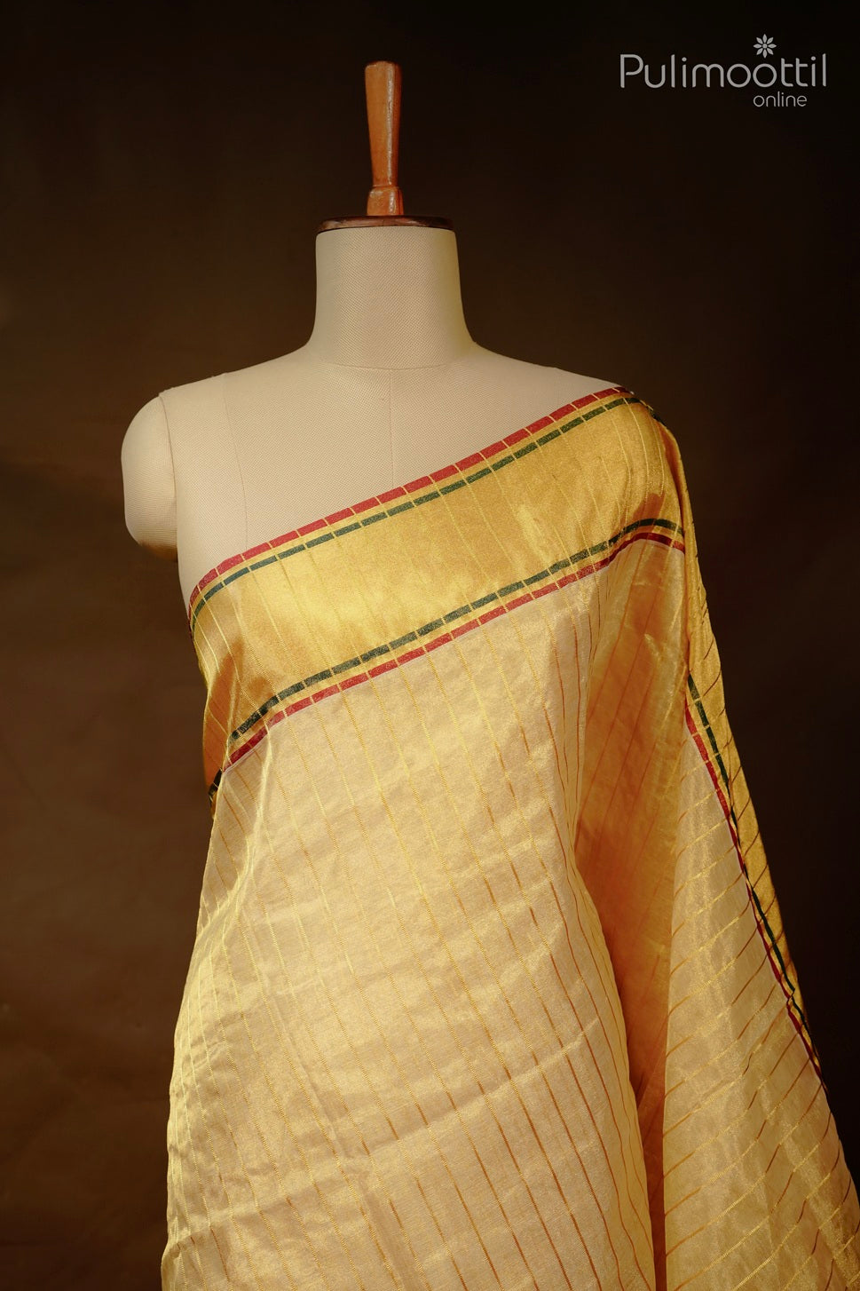 Golden tissue handloom set saree