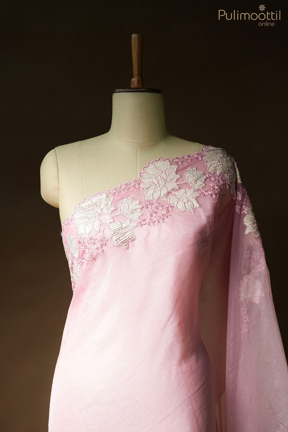 Light pink color organza fancy saree