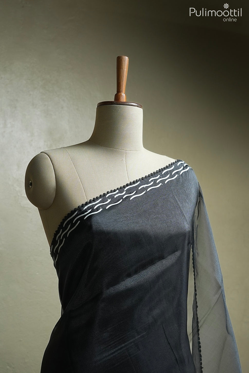 Black color organza fancy saree