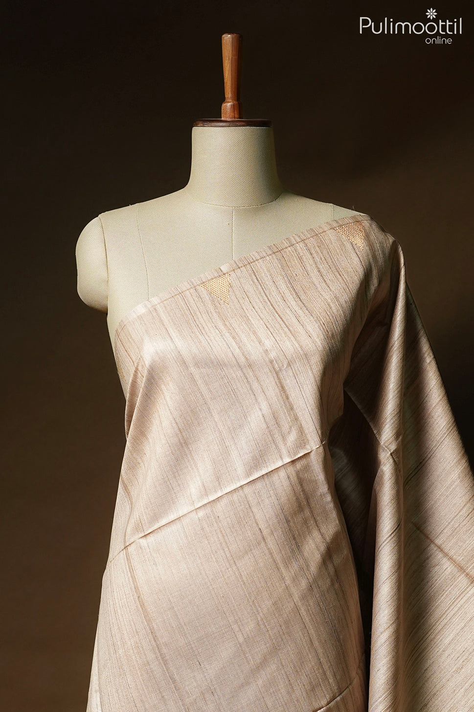 Chikku color Tussar silk saree