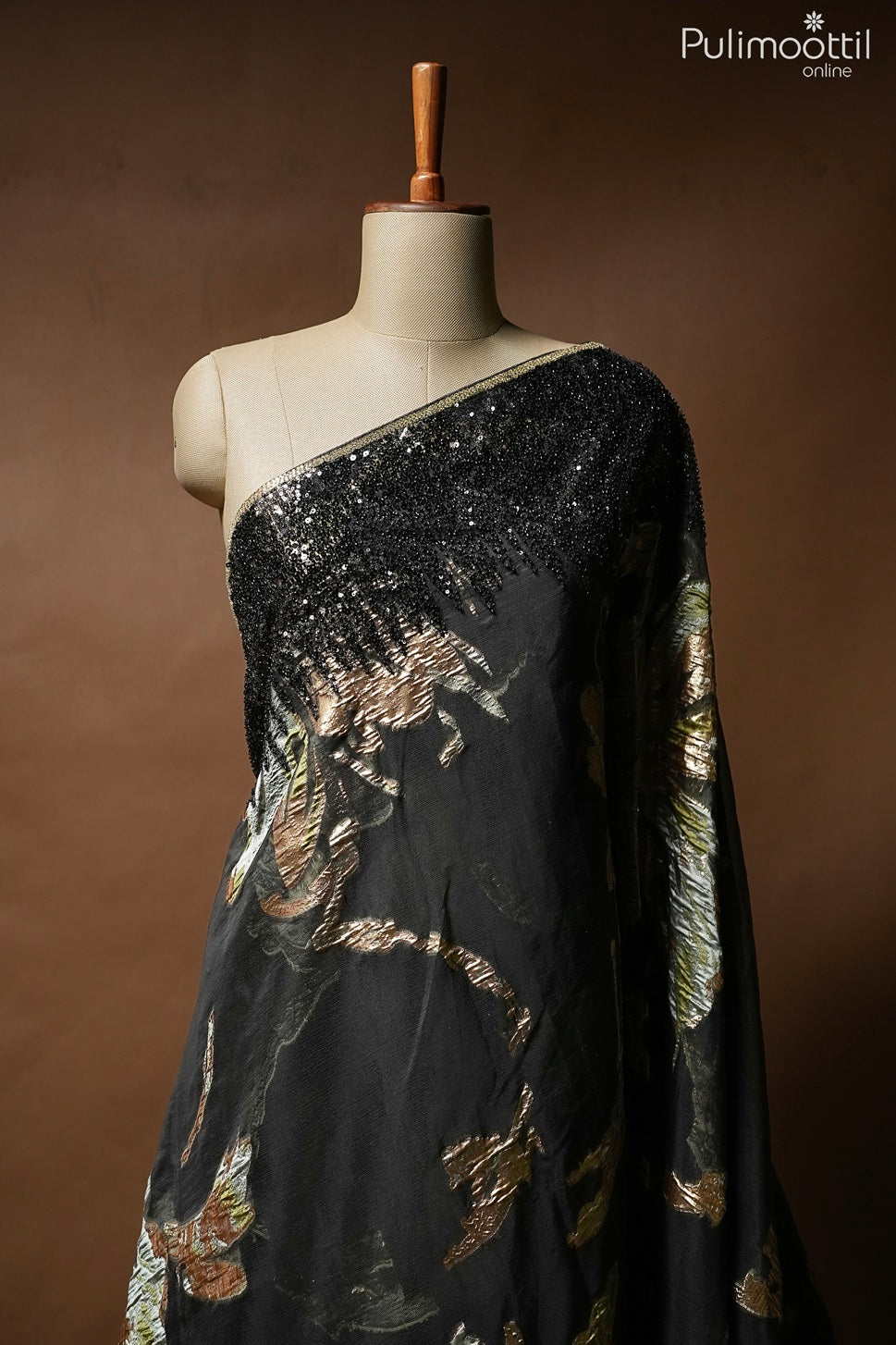 Black color Turkish organza fancy saree