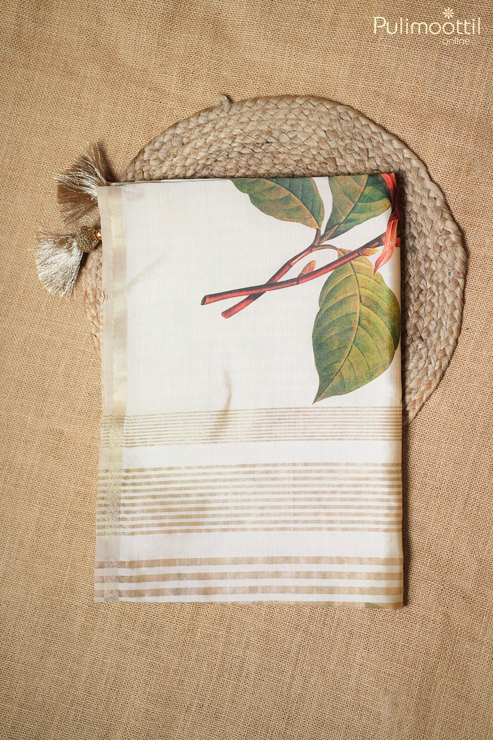 Ivory Colour Digital Print Fancy Saree