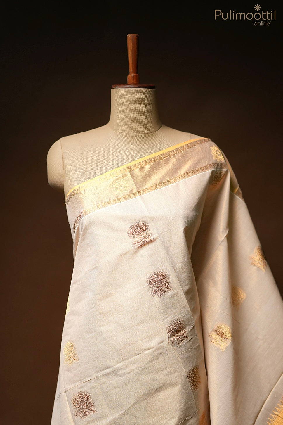 Kerala traditional golden tissue set saree