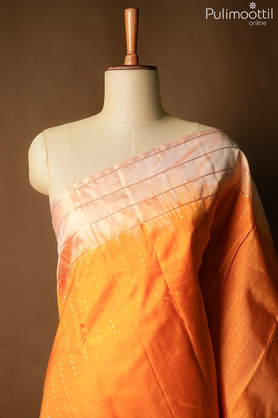 Golden yellow color Kanchipuram soft silk saree