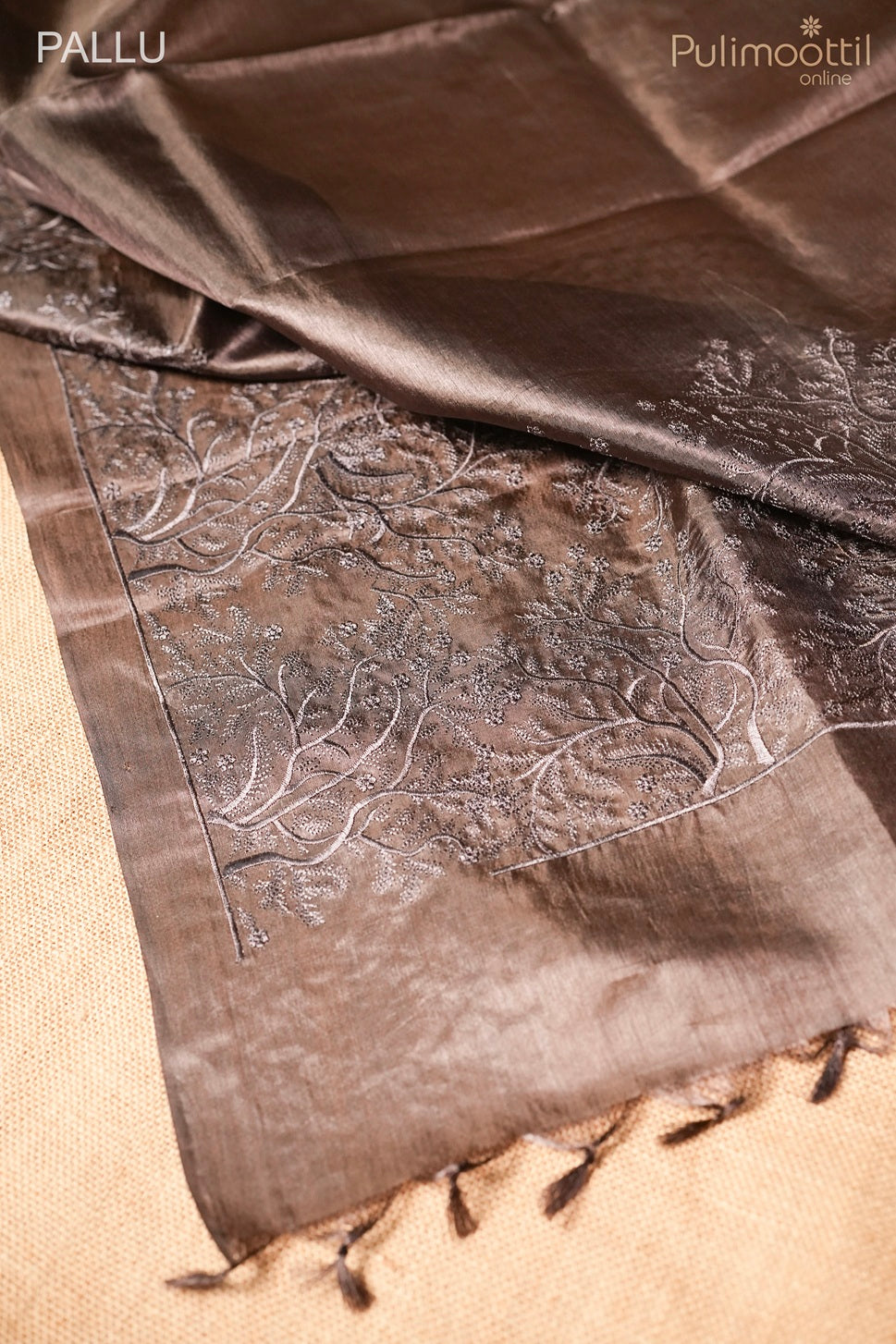 Licorice color Tussar silk saree
