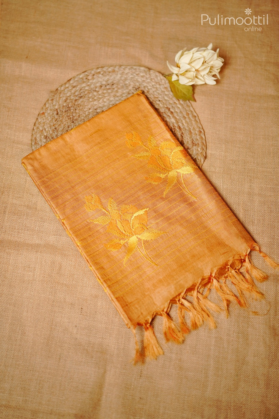 Golden yellow color Tussar silk saree