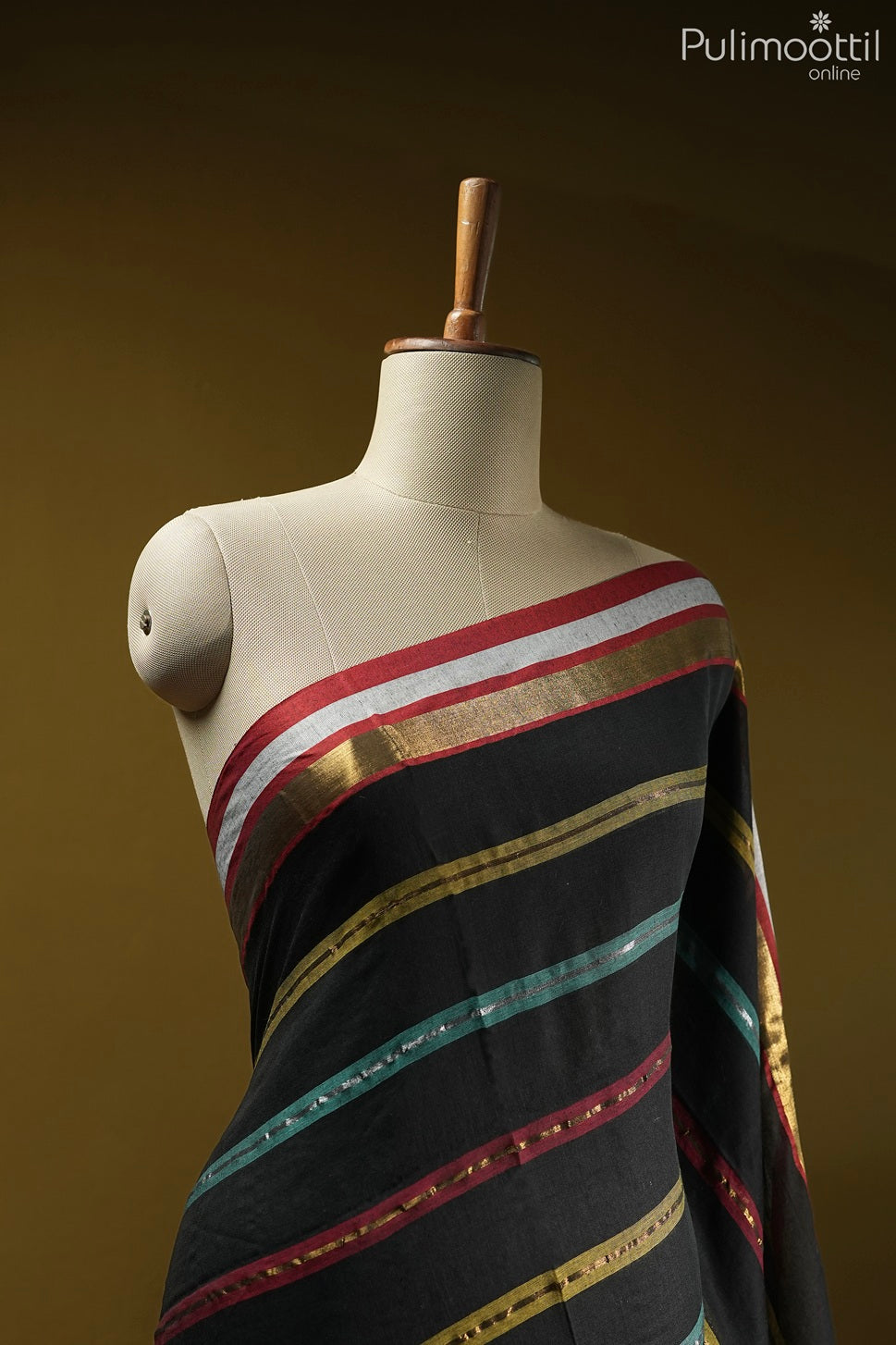 Black color Mul Cotton saree