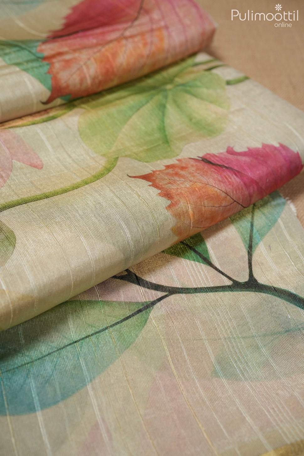 Kerala traditional golden tissue semi jute saree