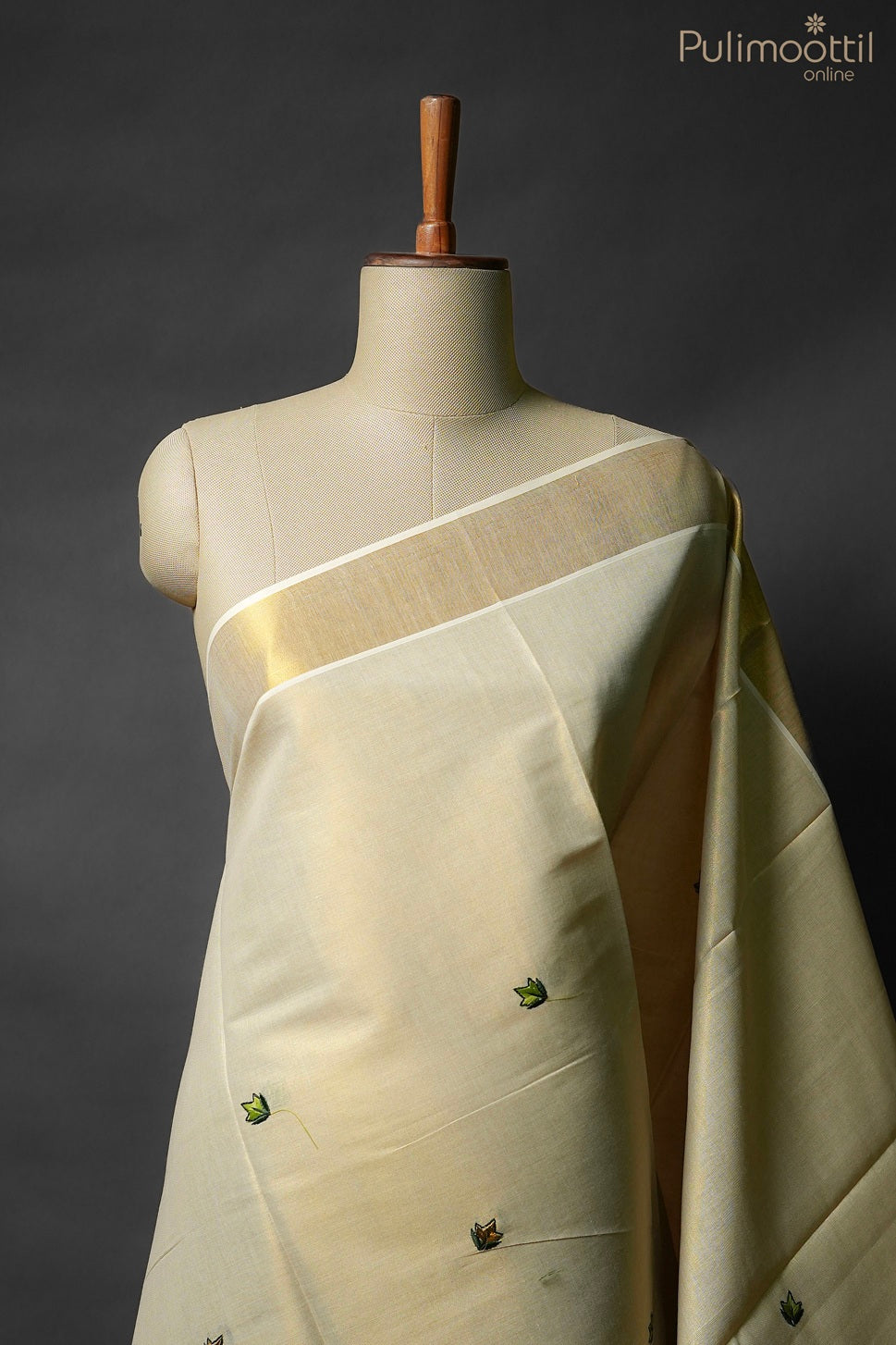 Kerala traditional golden tissue set saree