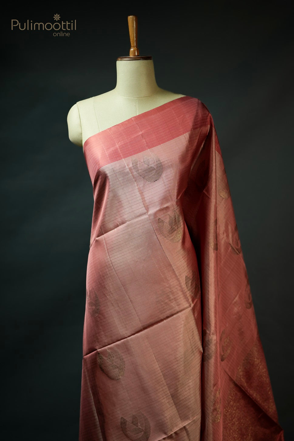 Floral Pastel Peach Colour Kanchipuram Saree