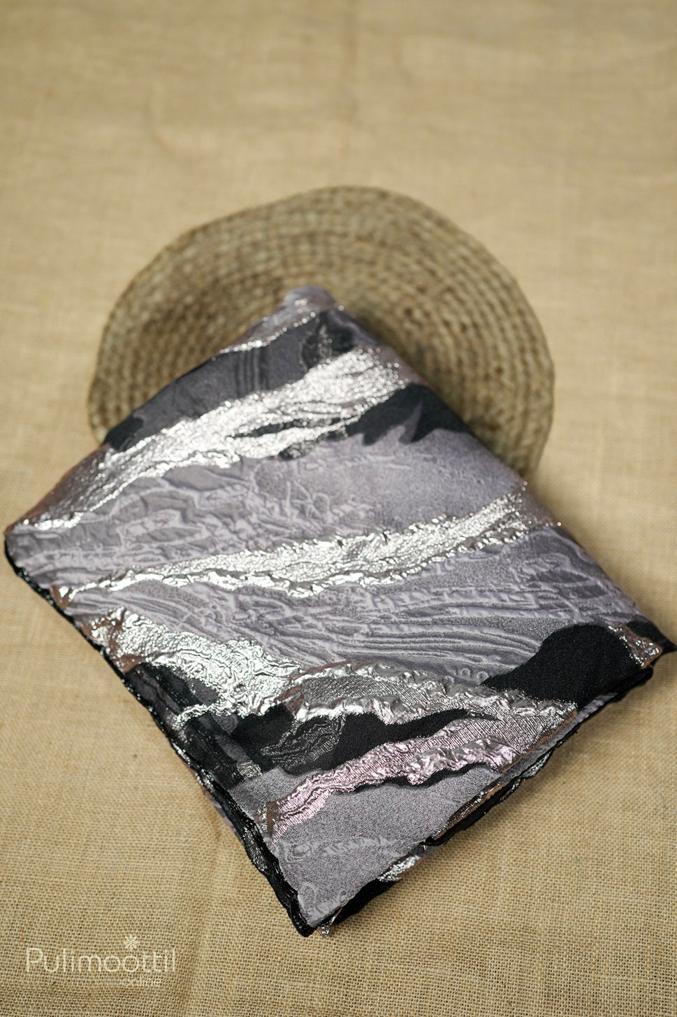 Black-colored Turkish organza fancy saree