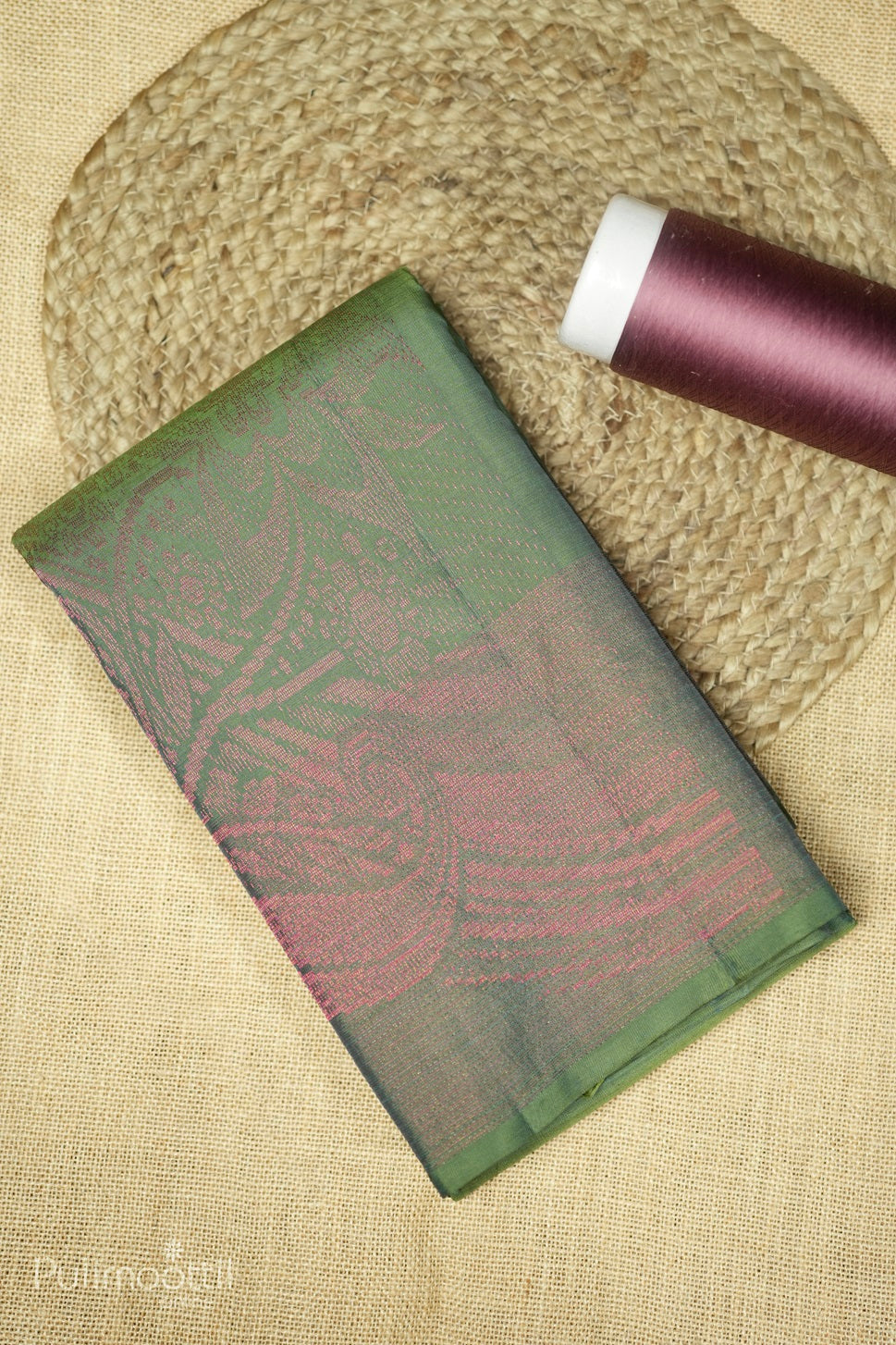 Olive Green Colour Kanchipuram Soft Silk Saree