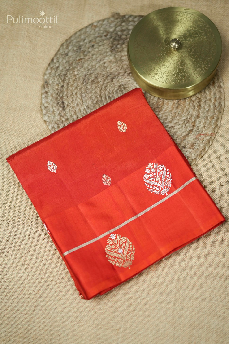 Orange Colour Mango Silk Saree