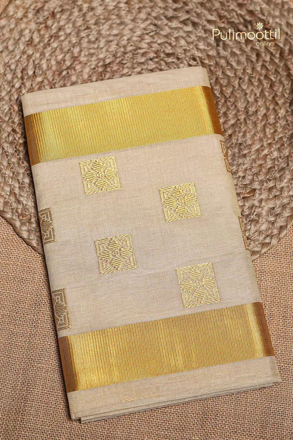 Kerala Traditional Golden Tissue Handloom Set Saree