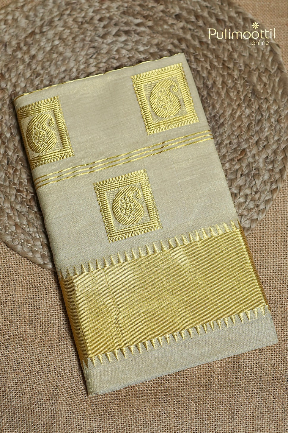 Kerala Traditional Golden Tissue Handloom Set Saree
