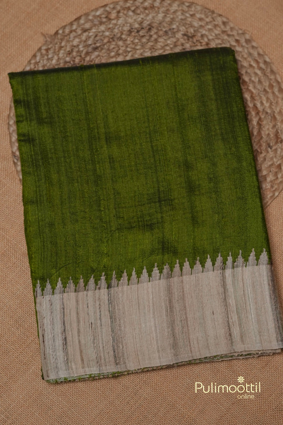 Light Green Colour Jute Silk Saree