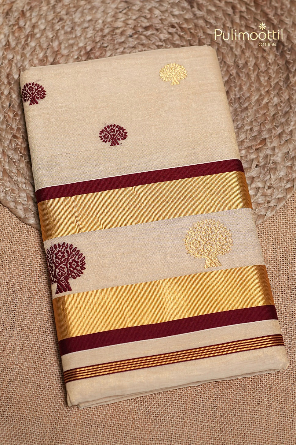 Kerala Traditional Golden Tissue Handloom Set Saree