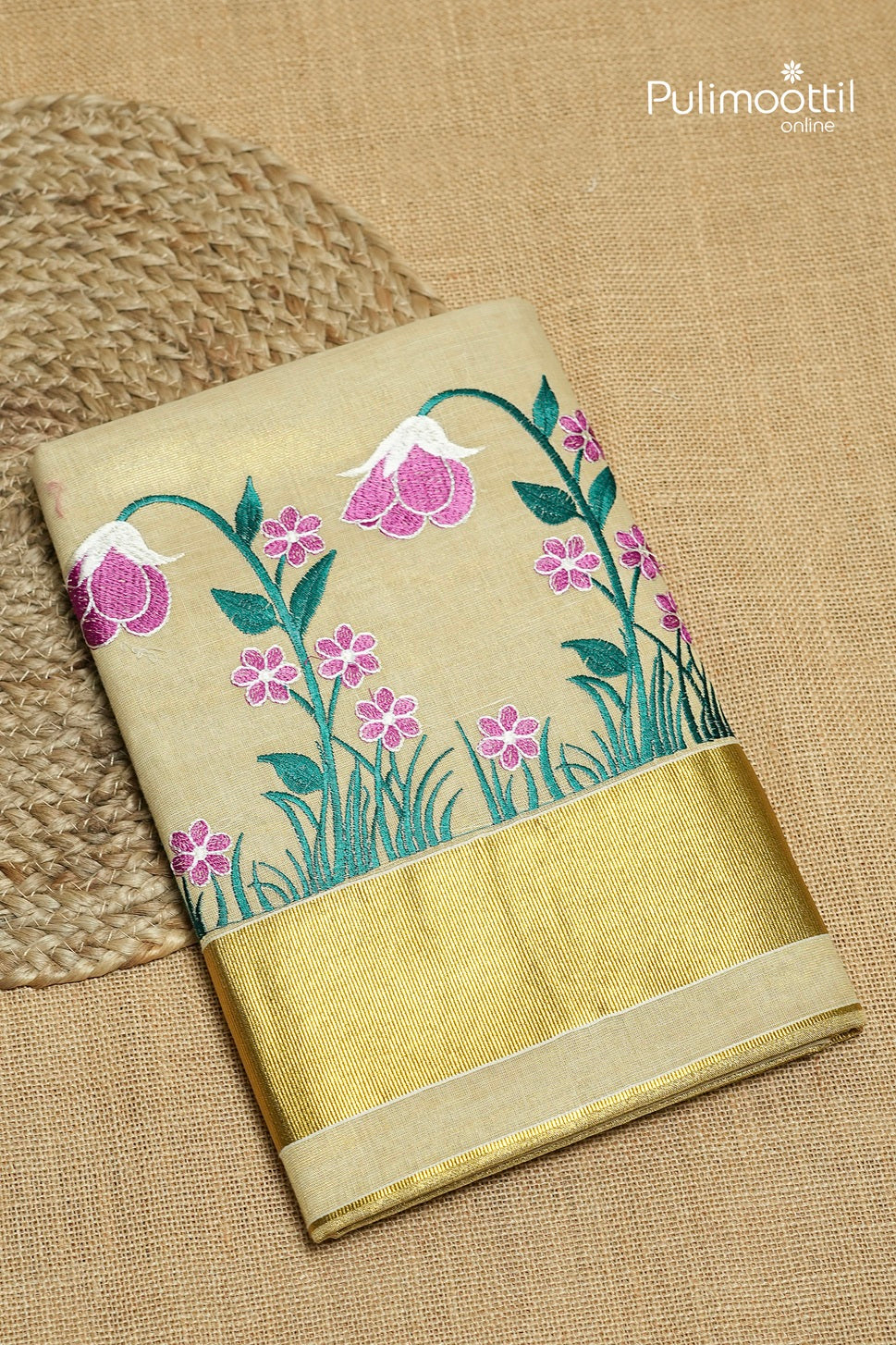 Kerala Traditional Golden Tissue Set Saree