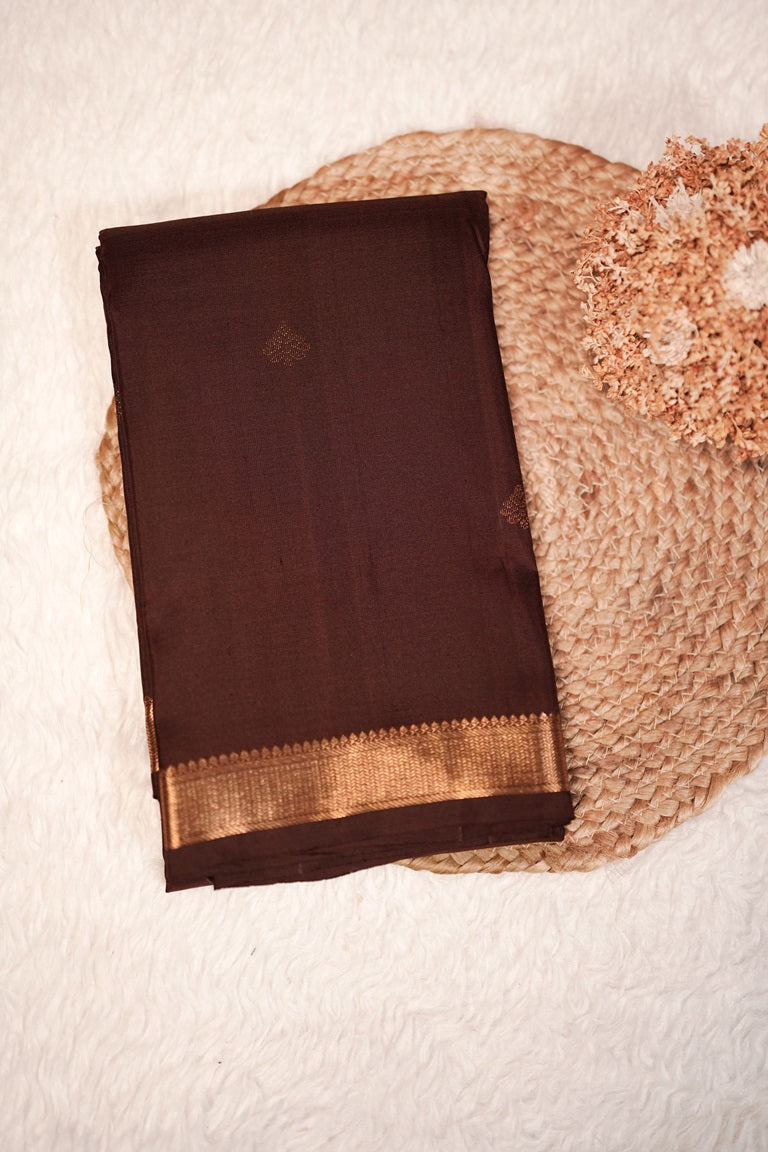 Coffee Brown Colour Kanchipuram Soft Silk Saree