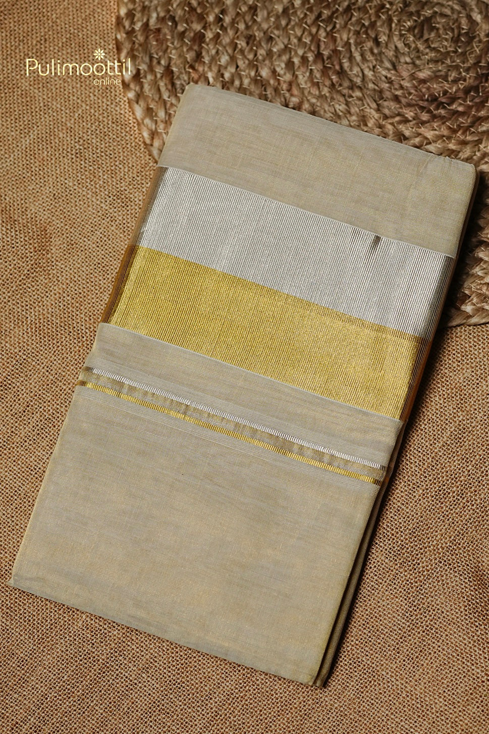 Kerala Traditional Golden Tissue Handloom Set Saree