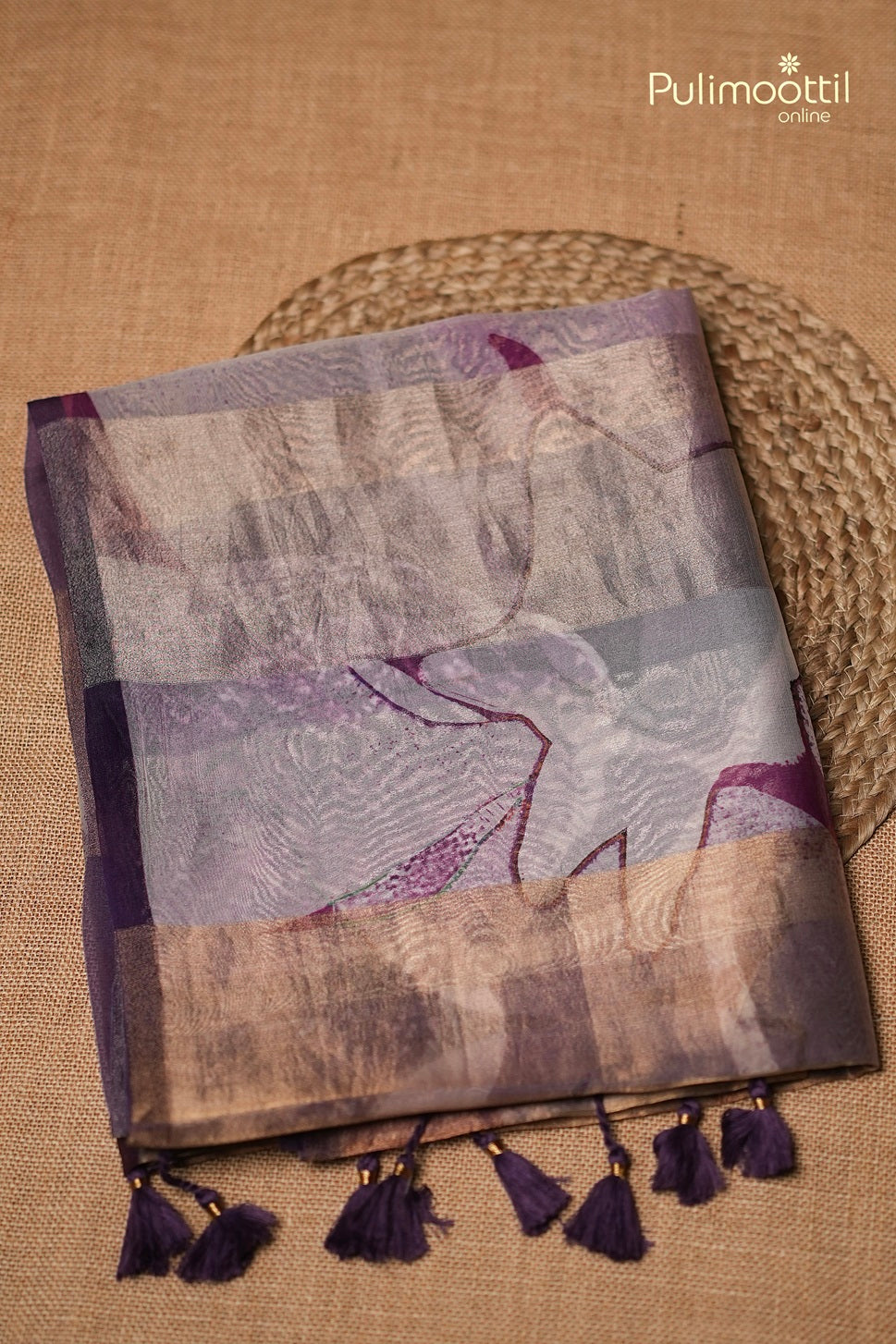 Light Lavender Colour Organza Fancy Saree