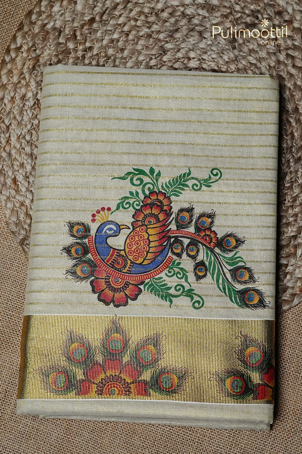 Kerala Traditional Golden Tissue Set Saree