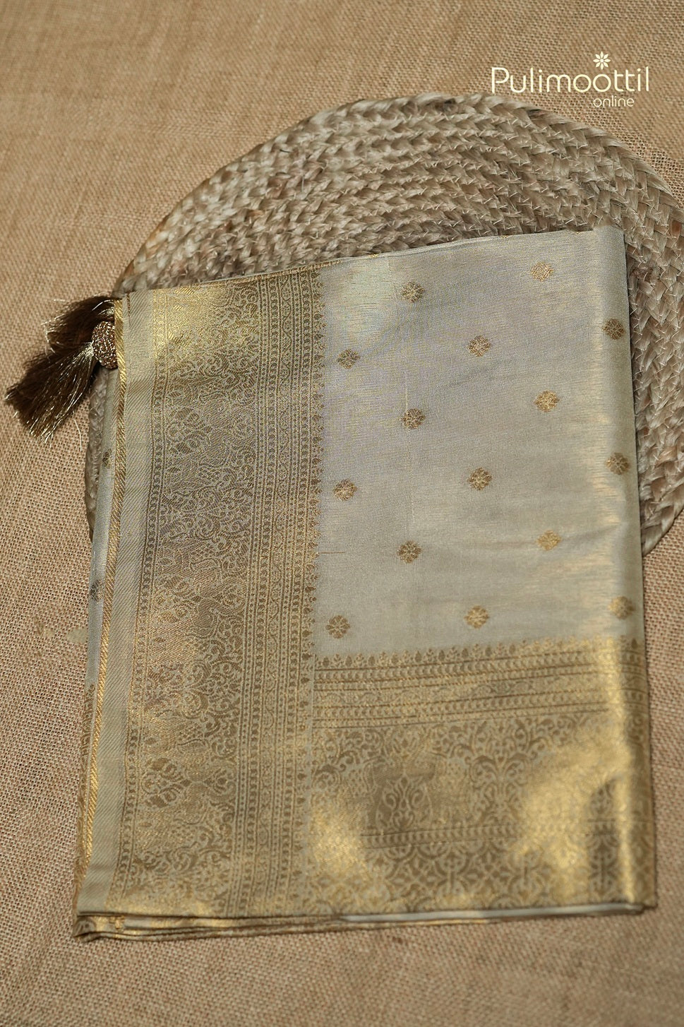 Off White Colour Golden Tissue Traditional Saree