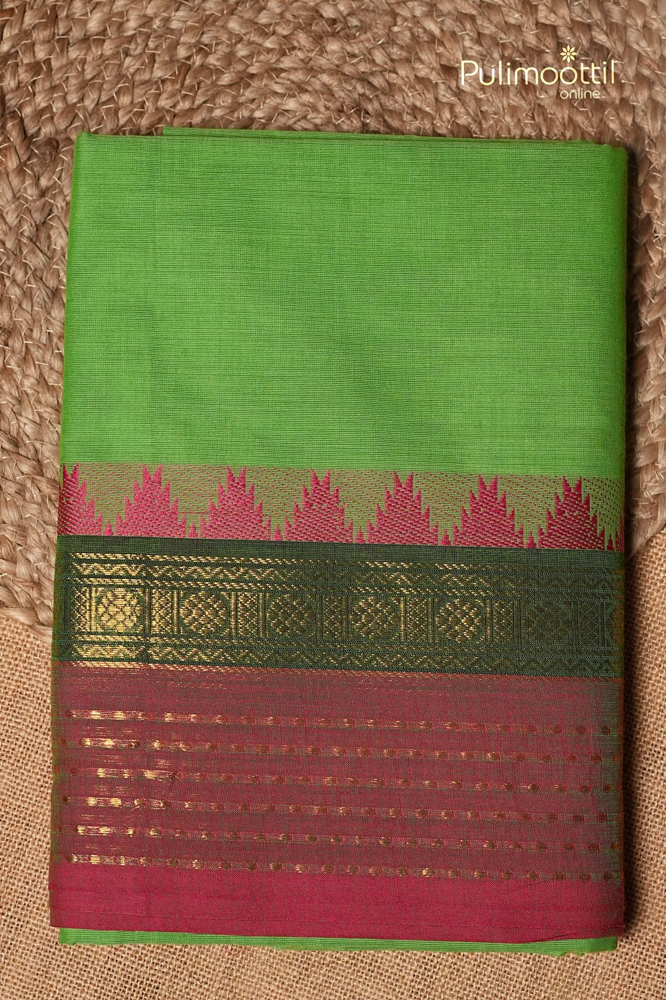 Parrot Green Colour Kalyani Cotton Saree