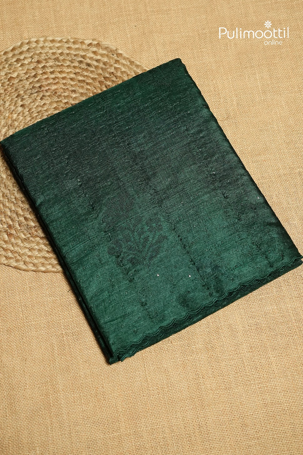 Bottle Green Colour Tussar Silk Saree