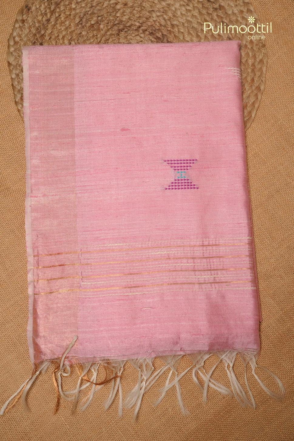 Baby Pink Colour Jute Silk Saree