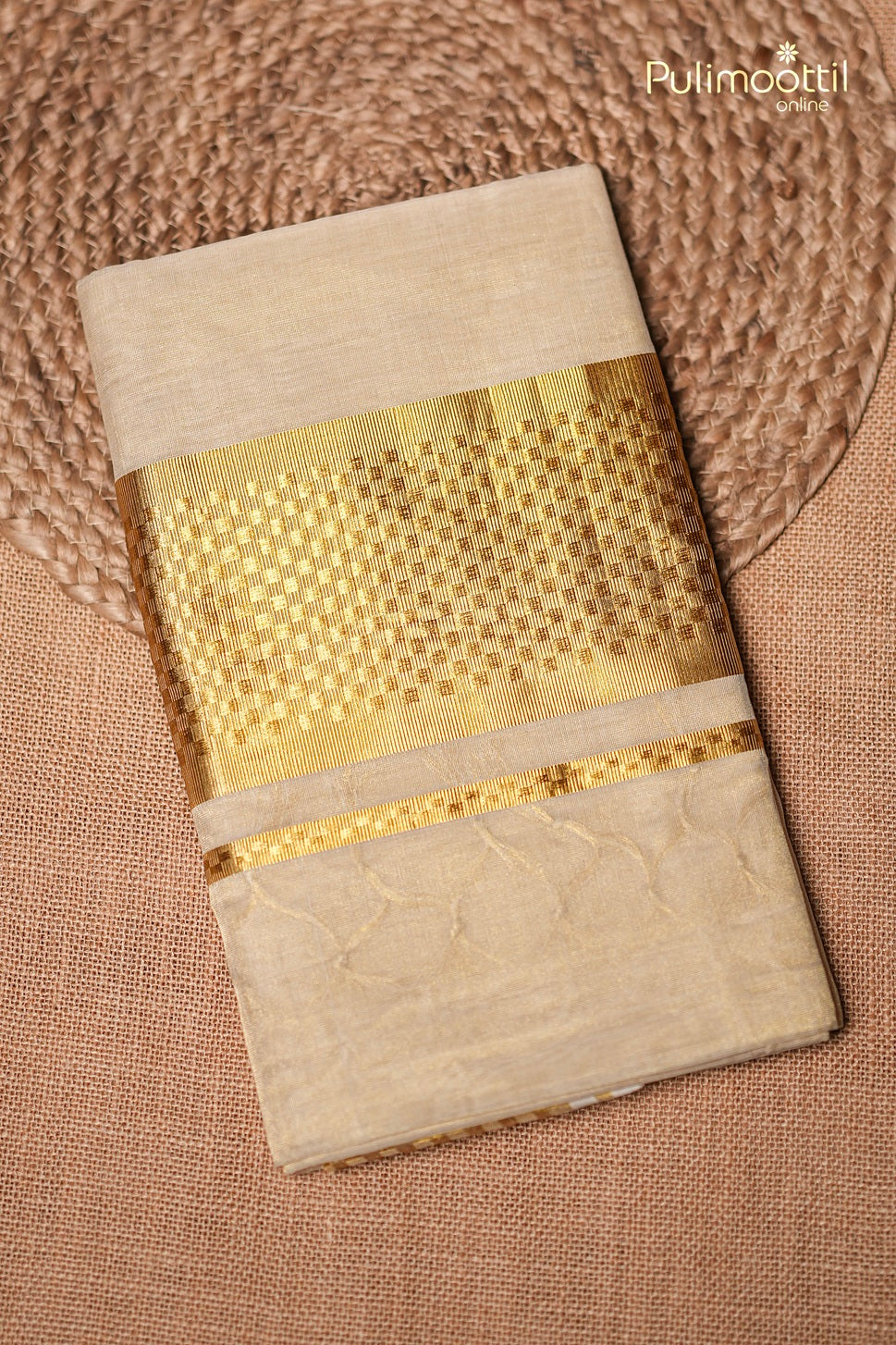 Kerala Traditional Golden Tissue Handloom Set Saree