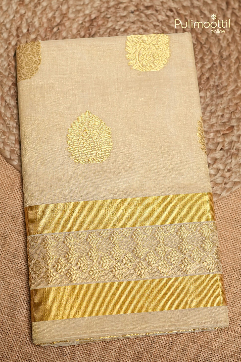 Kerala Traditional Golden Tissue Handloom Set Saree