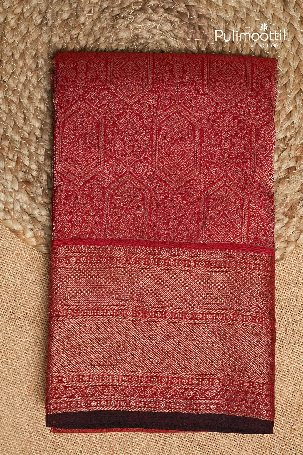 Chilli Red Colour Kanchipuram Brocade Wedding Saree