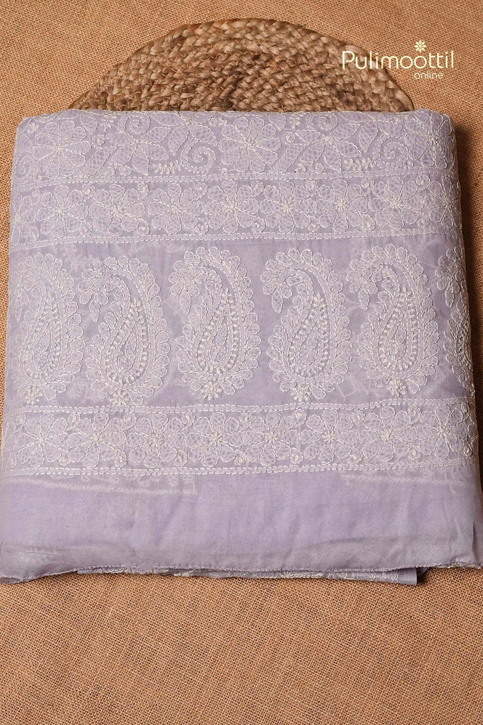Lavender Colour Chikankari Cotton Saree