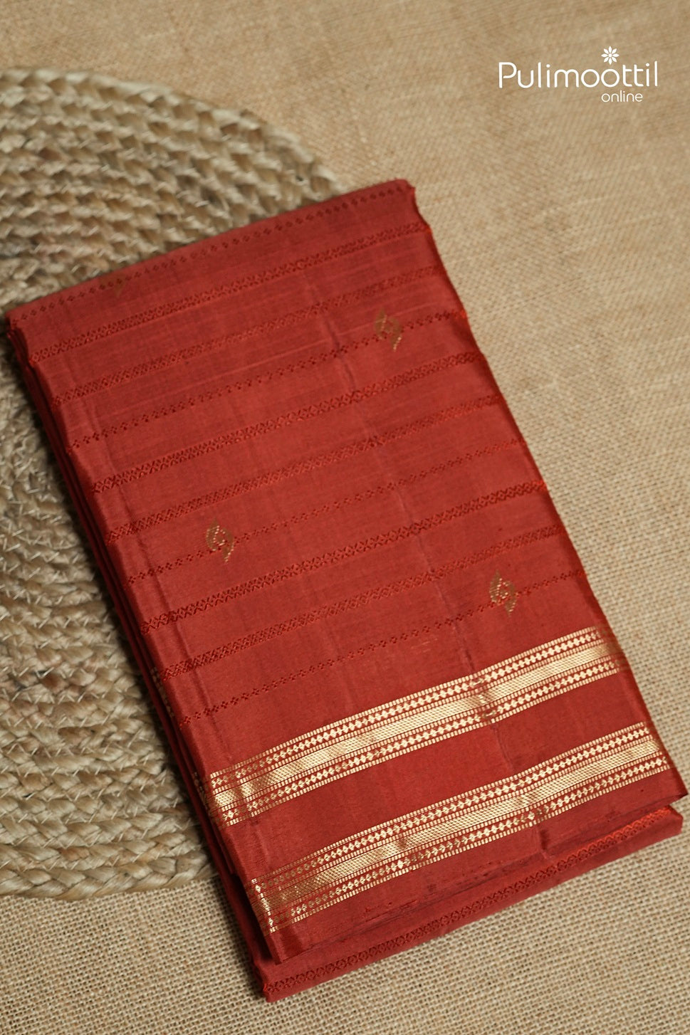 Brick Red Colour Kanchipuram Designer Saree