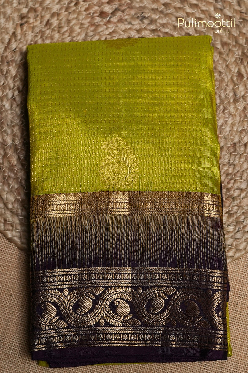Lemon Green Colour Kanchipuram Designer Saree